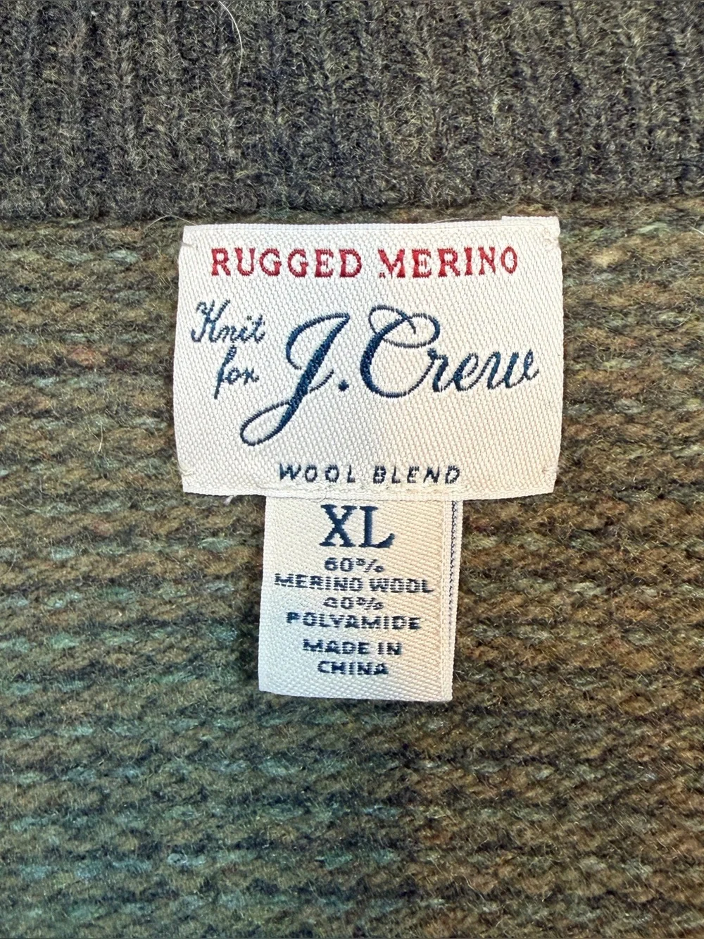 J Crew Mens Rugged Merino Quarter Zip Sweater Green Size XL